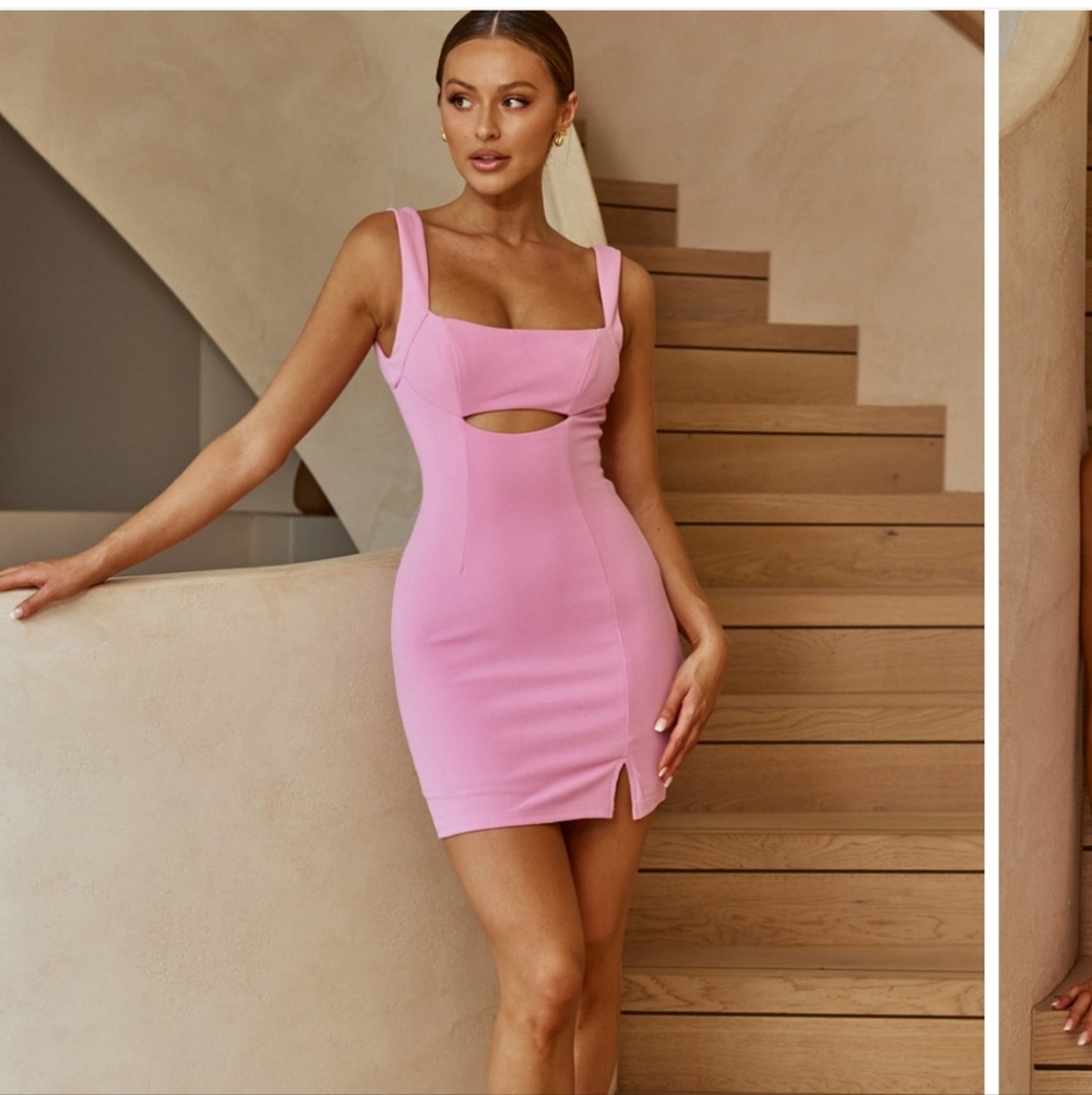 Selfie Leslie Pink Cutout Bodycon Mini Dress